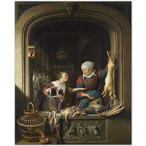 A Poulterer's Shop by Gerrit Dou