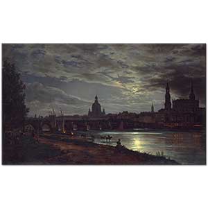 View of Dresden by Moonlight by Johan Christian Dahl