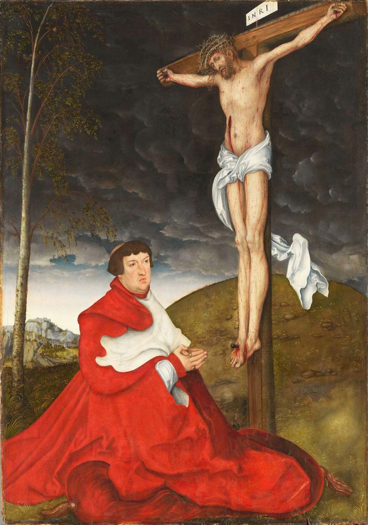 Cardinal Albrecht of Brandenburg before Christ on the Cross