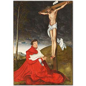 Cardinal Albrecht of Brandenburg before Christ on the Cross