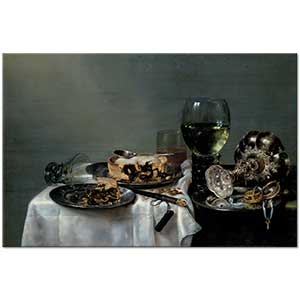 Breakfast Table with Blackberry Pie by Willem Claesz Heda
